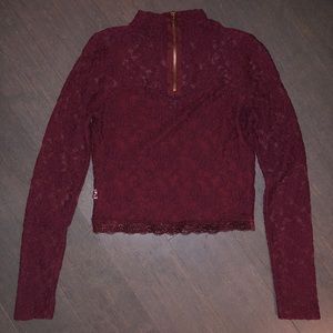 Material Girl Tops - Red Lace Crop Material Girl Tops - Red Lace Crop